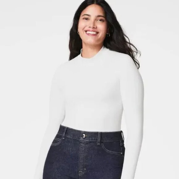 SPANX Tops - SPANX Fit-To-You Long Sleeve Mockneck Top - Off White - Smoothing